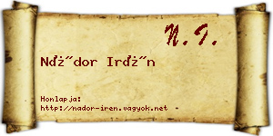 Nádor Irén névjegykártya